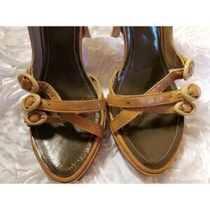 TWO LIPS "Emanuela" Women's Size 7 M  Pumps Heels Tan-gold Leather Shoes 👞